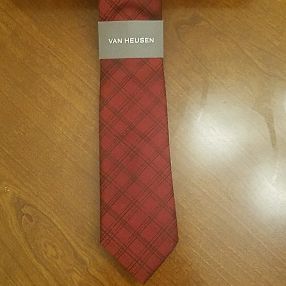 Van Heusen Patterned Tie - Burgundy Chrome Check - Picture 3 of 5